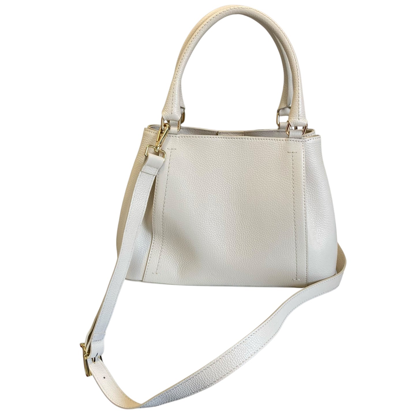 Crossbody Leather By Divina Firenze In Cream, Size:Medium