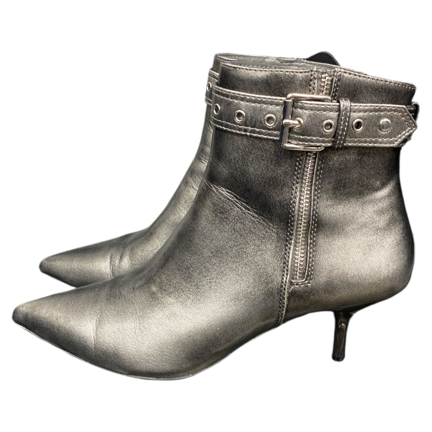 Boots Ankle Heels By Aldo In Silver, Size:8.5