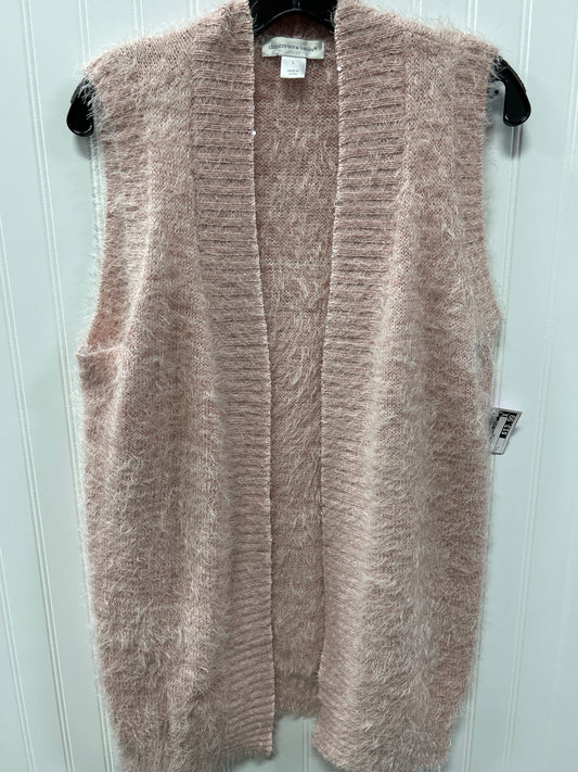 Vest Sweater By Christopher And Banks In Pink, Size:L