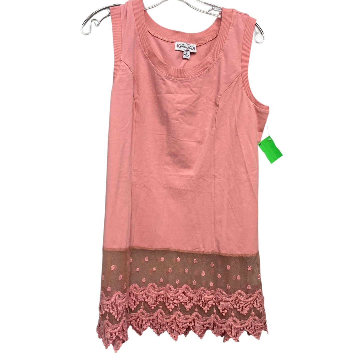 Top Sleeveless By Kathleen Kirkwood In Peach, Size:L