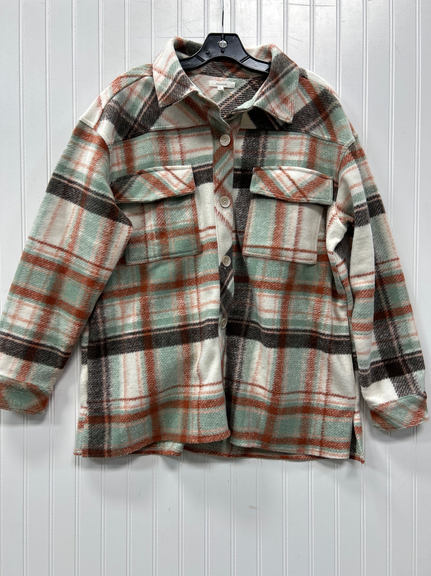 Jacket Fleece By Maurices In Green & White, Size:L