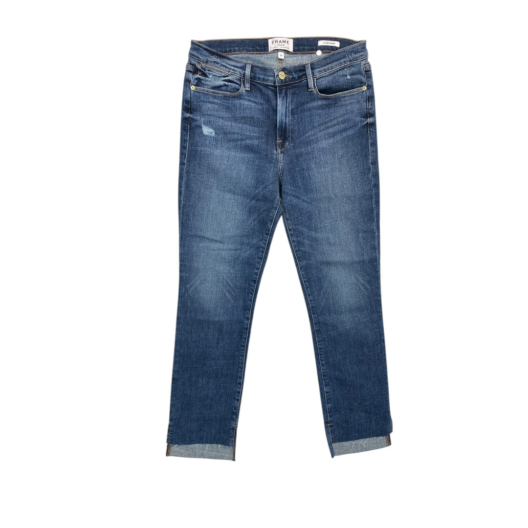 Jeans Straight By Frame In Blue Denim, Size:10