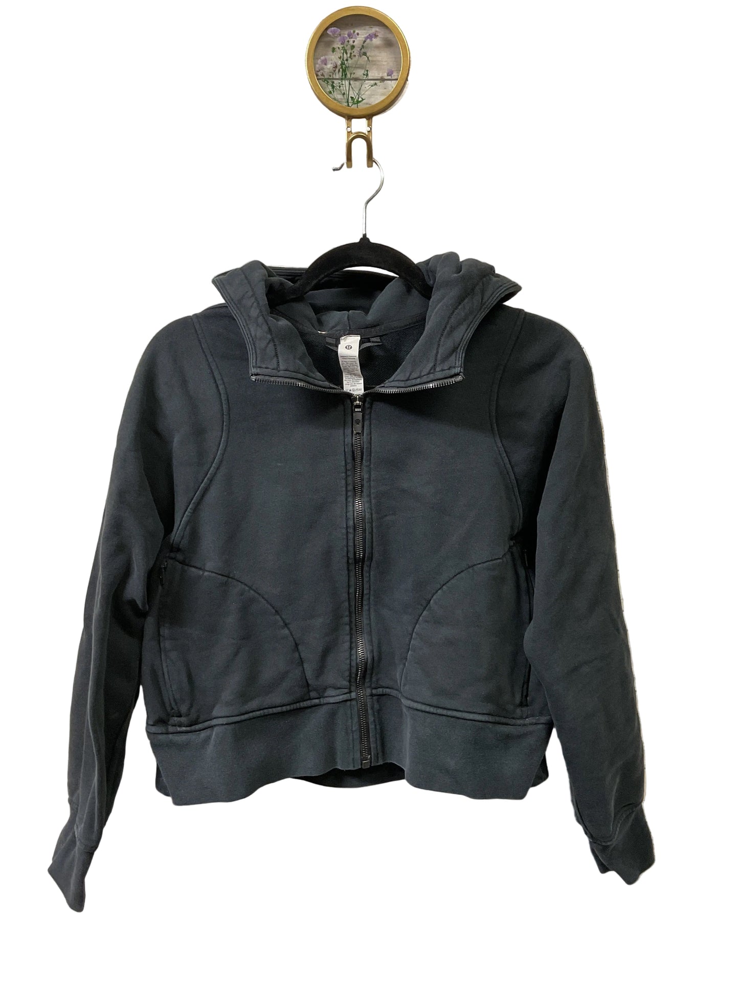 Athletic Jacket By Lululemon In Black, Size:6