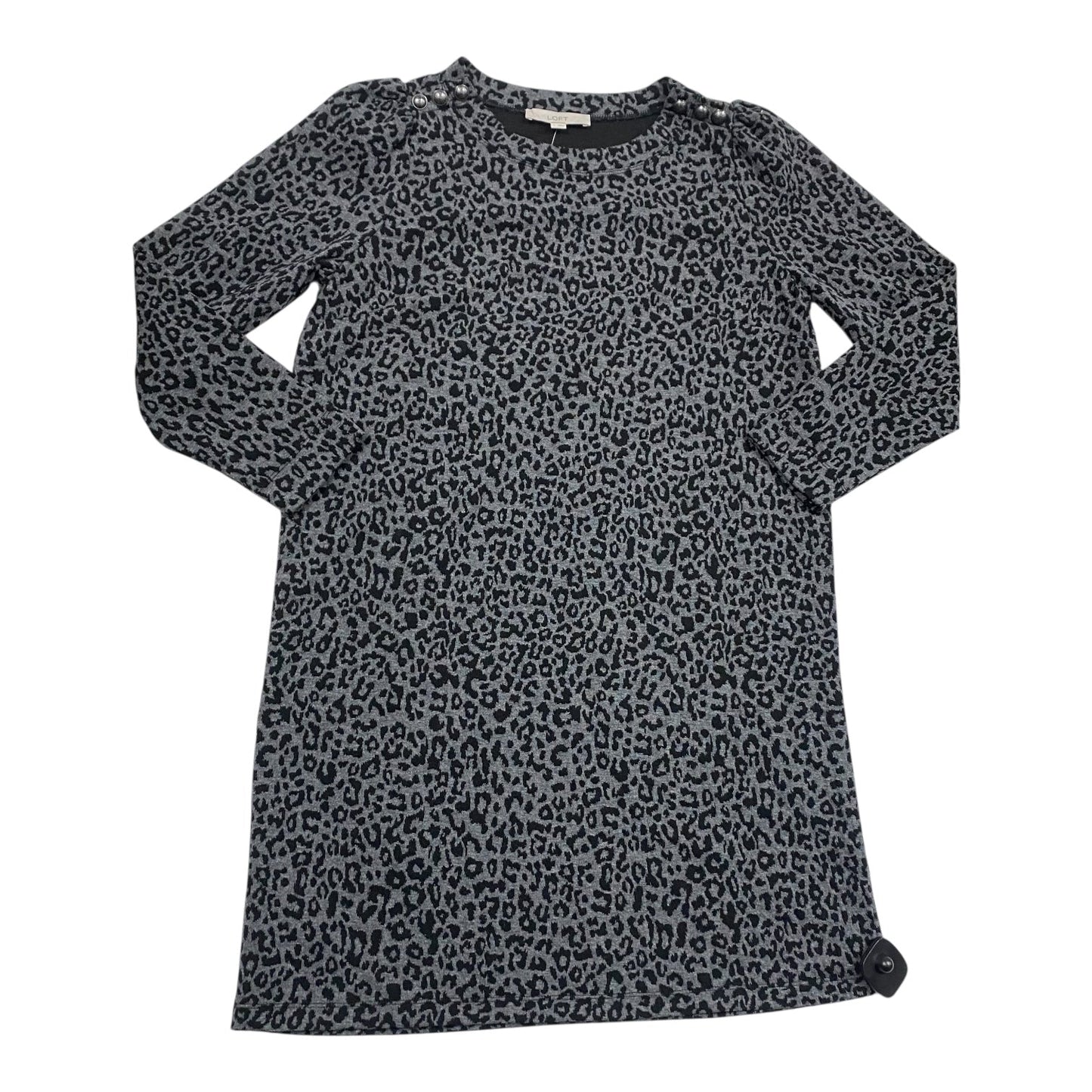 Dress Casual Midi By Loft In Black & Grey, Size:L