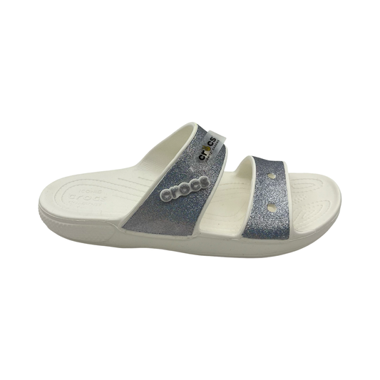 Sandals Flats By Crocs In Blue & White, Size:11