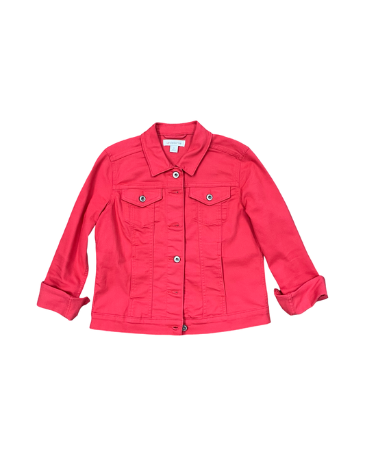 Jacket Denim By Liz Claiborne In Pink, Size:S