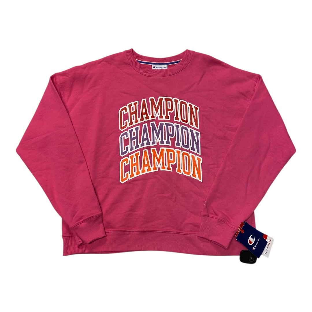 Athletic Sweatshirt Crewneck By Champion In Pink, Size:M