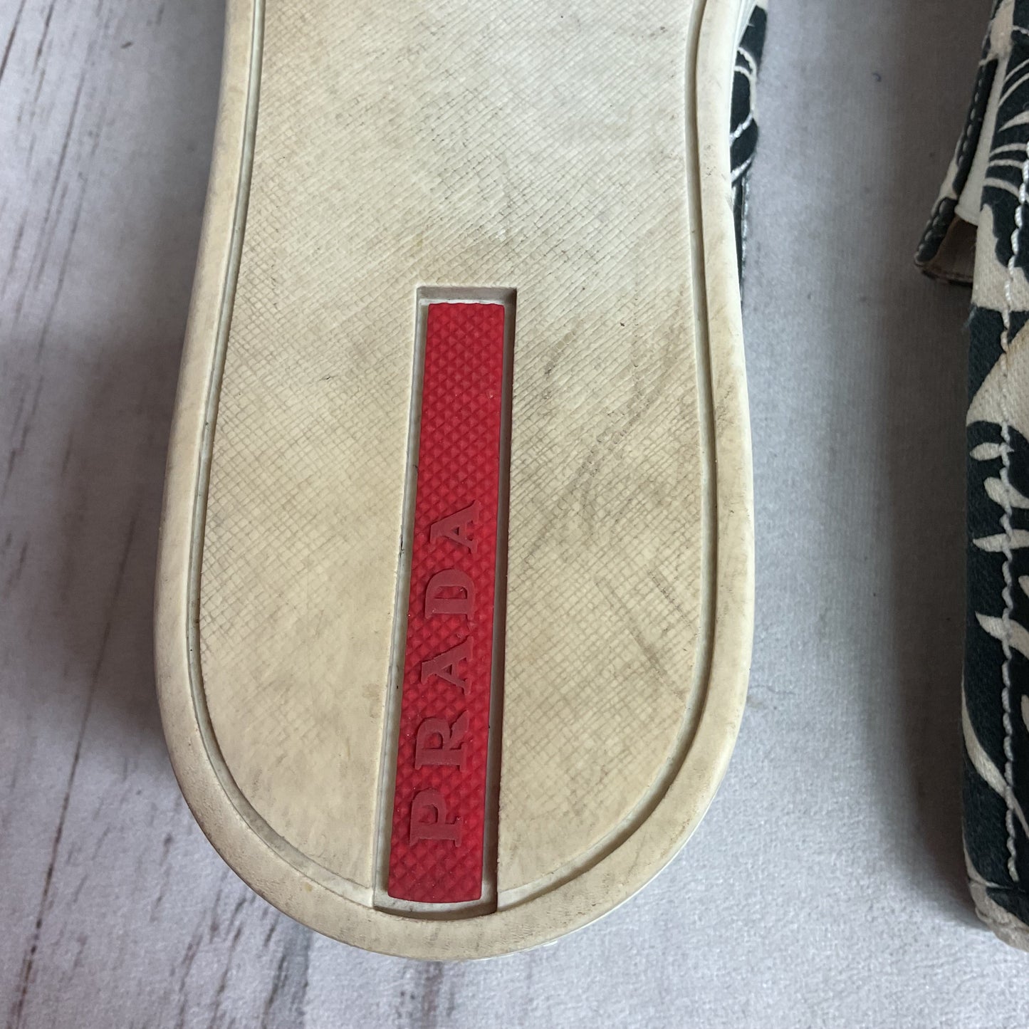 Shoes Luxury Designer By Prada In Blue & White, Size: 38