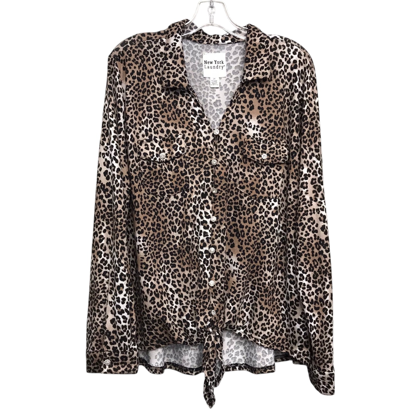 Top LS By New York Laundry In Animal Print, Size:2X