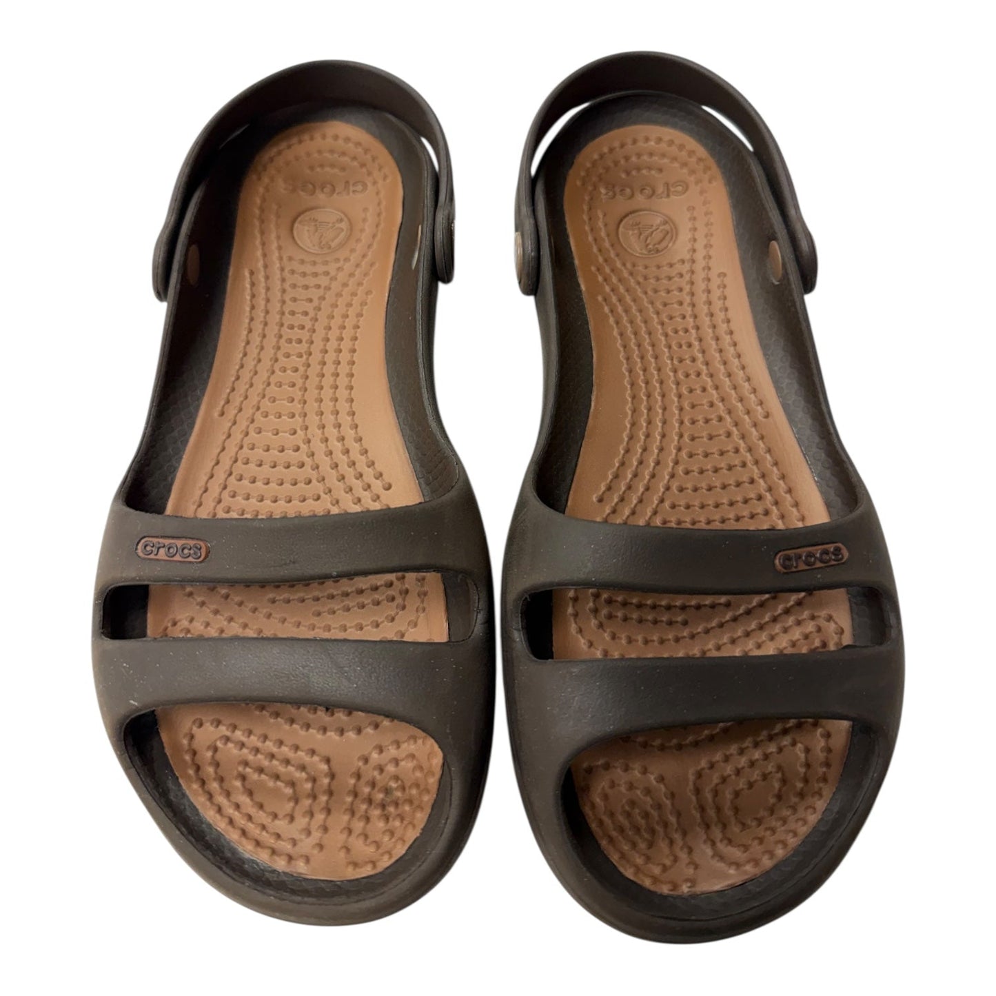 Shoes Flats By Crocs In brown, Size:6