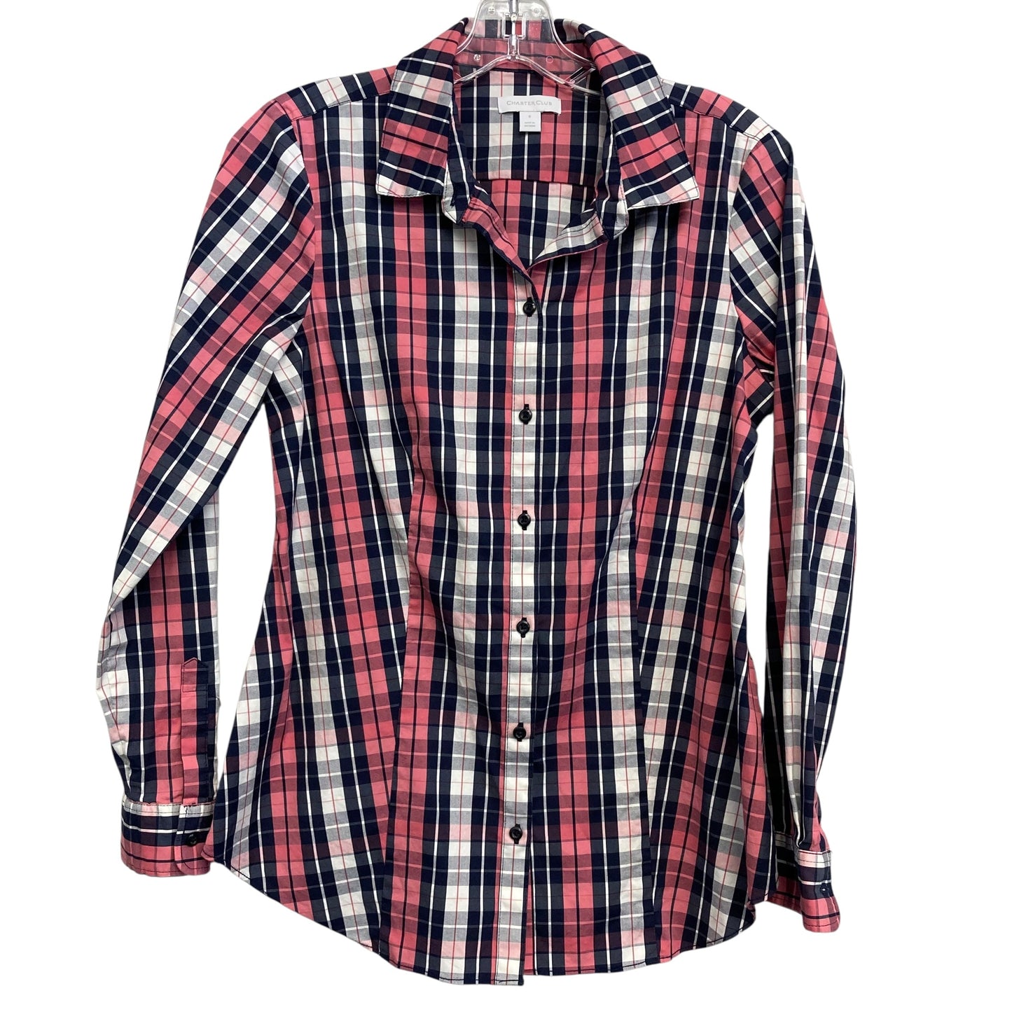 Top Ls By Charter Club In Plaid Pattern, Size:M