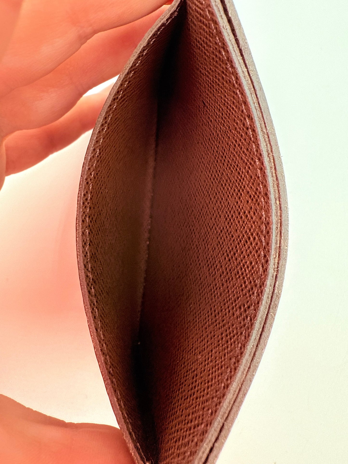 Id/Card Holder Luxury Designer By Louis Vuitton In Brown & Tan