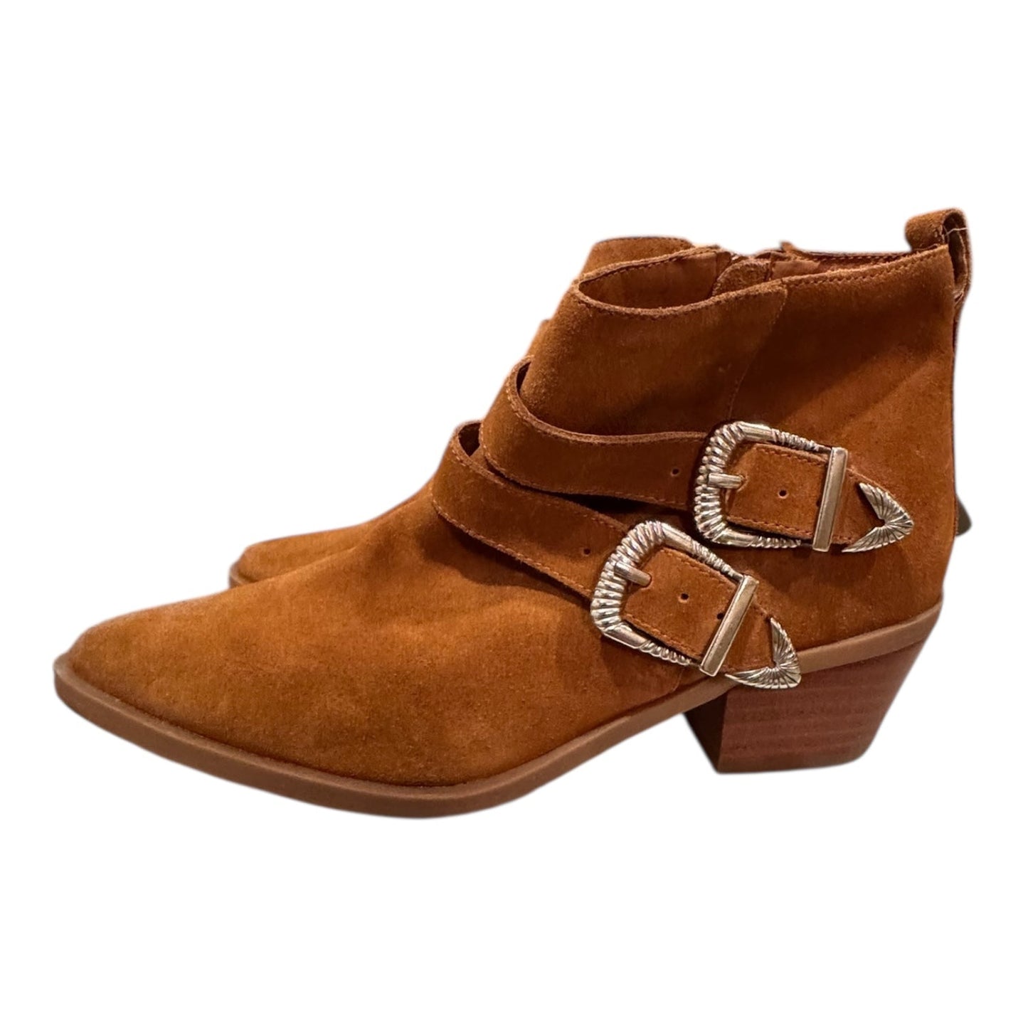 Boots Ankle Heels By Steve Madden In Brown, Size:7