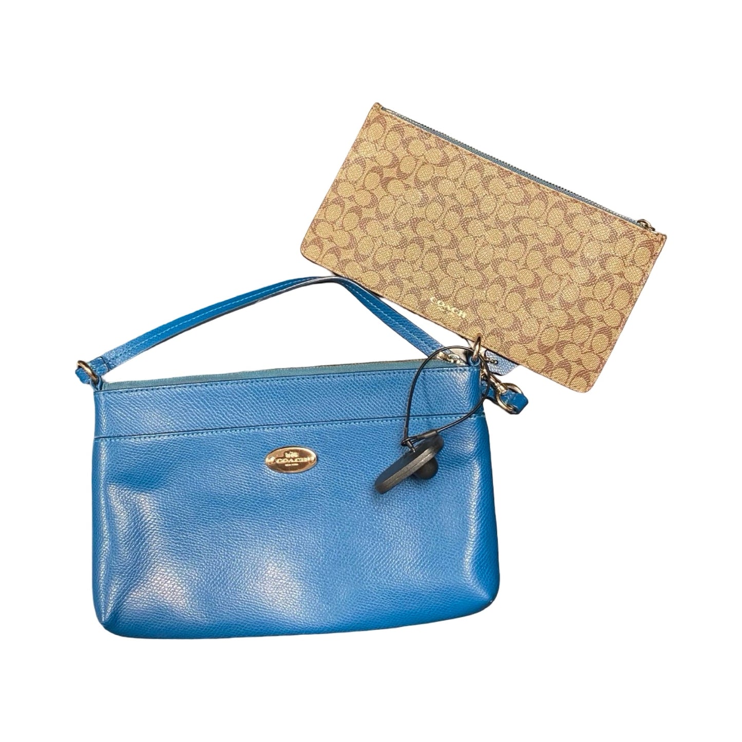 Handbag Designer By Coach In Teal, Size:Small