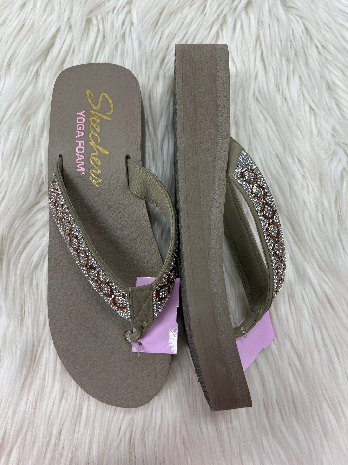 Sandals Flip Flops By Skechers In Taupe, Size:10