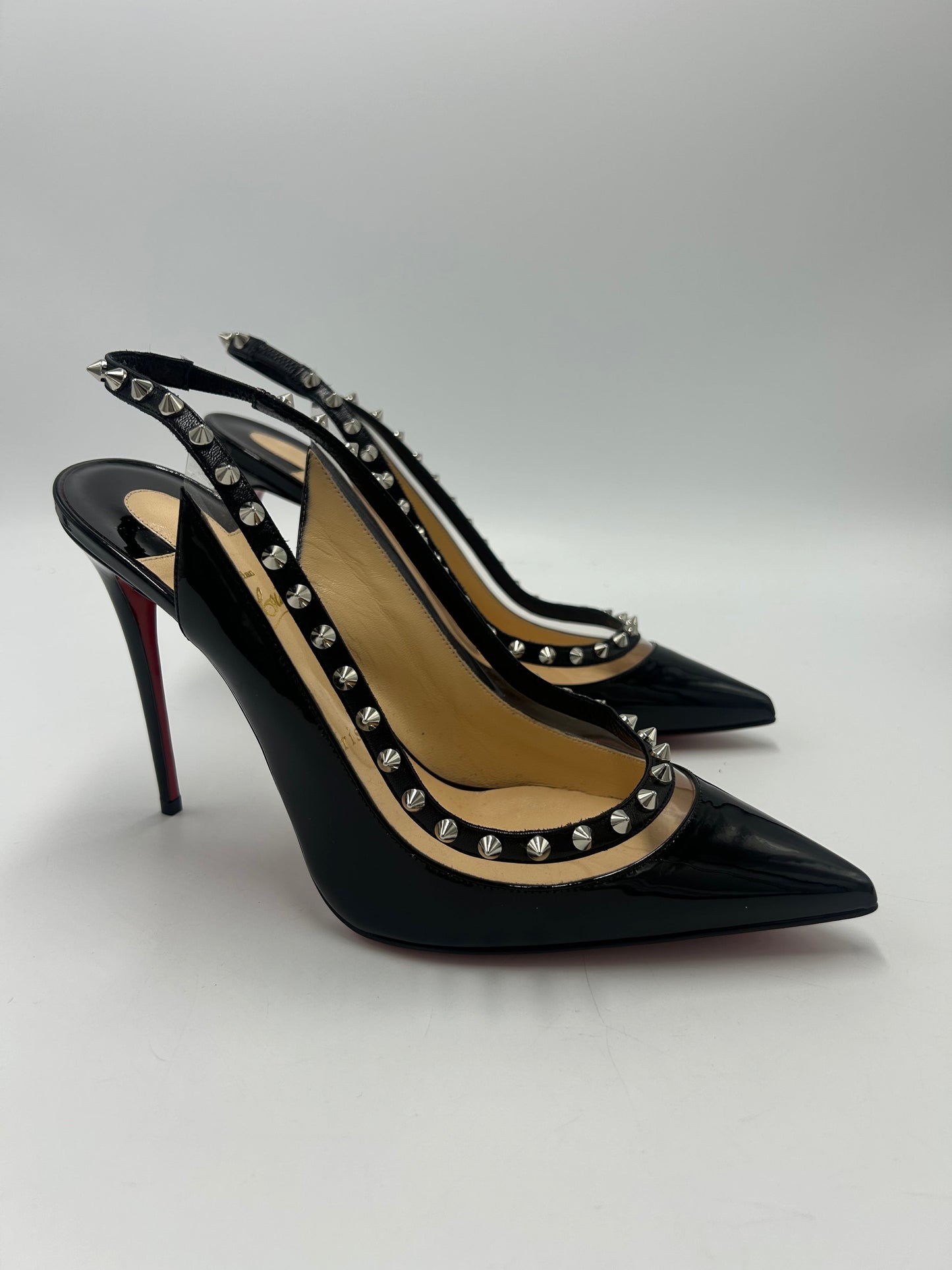 Christian Louboutin Brigadine Spike Luxury Slingback Designer Shoes, Size: 10.5 (40.5)