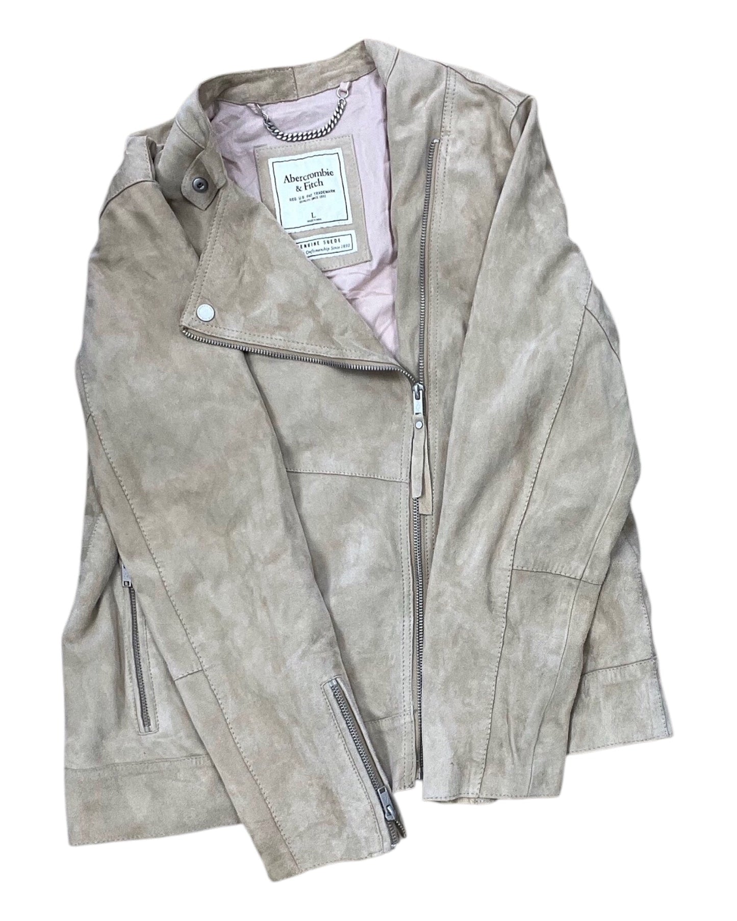 Jacket Moto By Abercrombie And Fitch In Tan, Size:L
