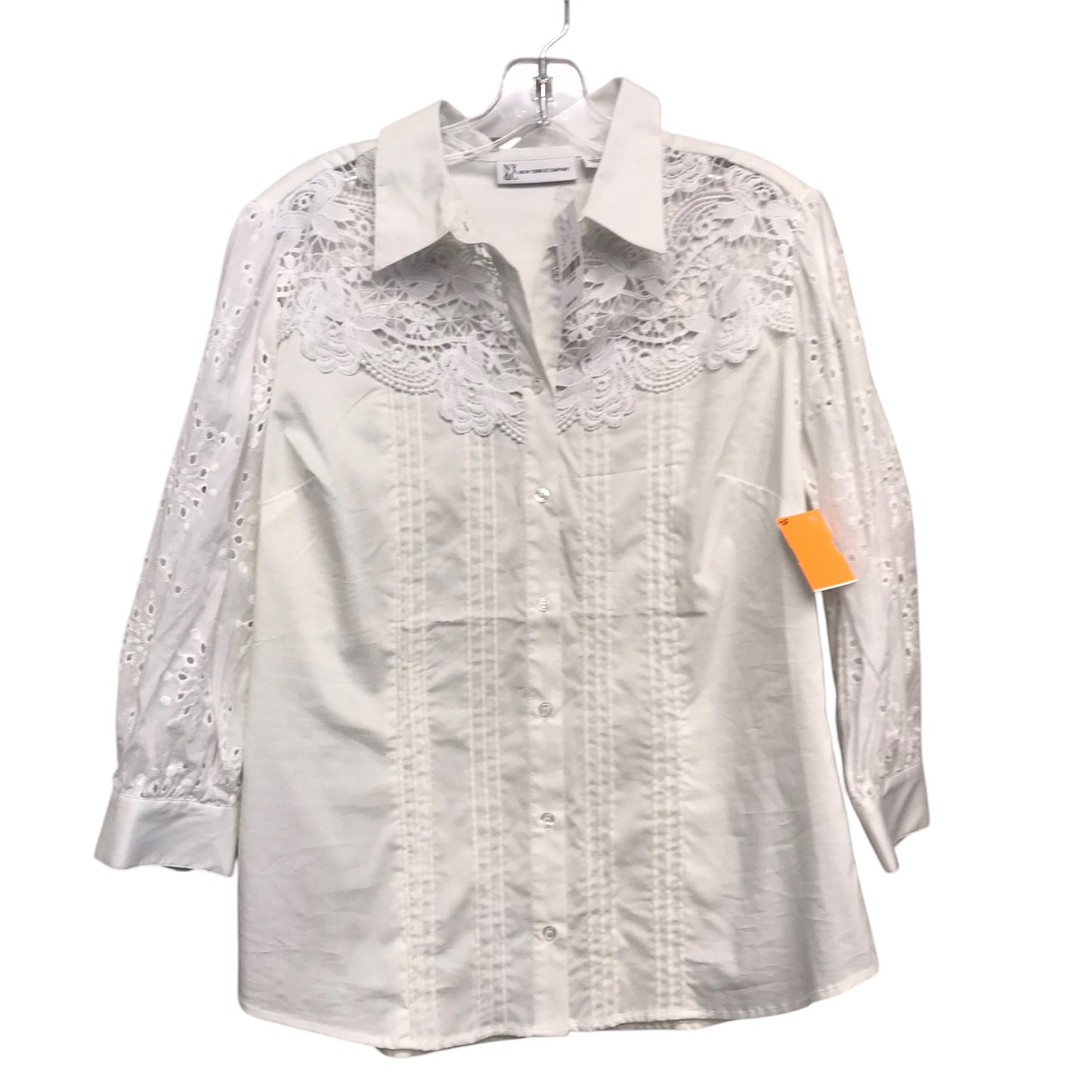 Blouse Ls By New York And Co In White, Size:L