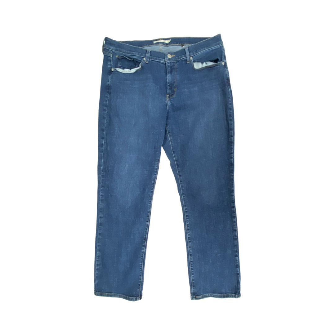Jeans Straight By Levis In Blue Denim, Size:16