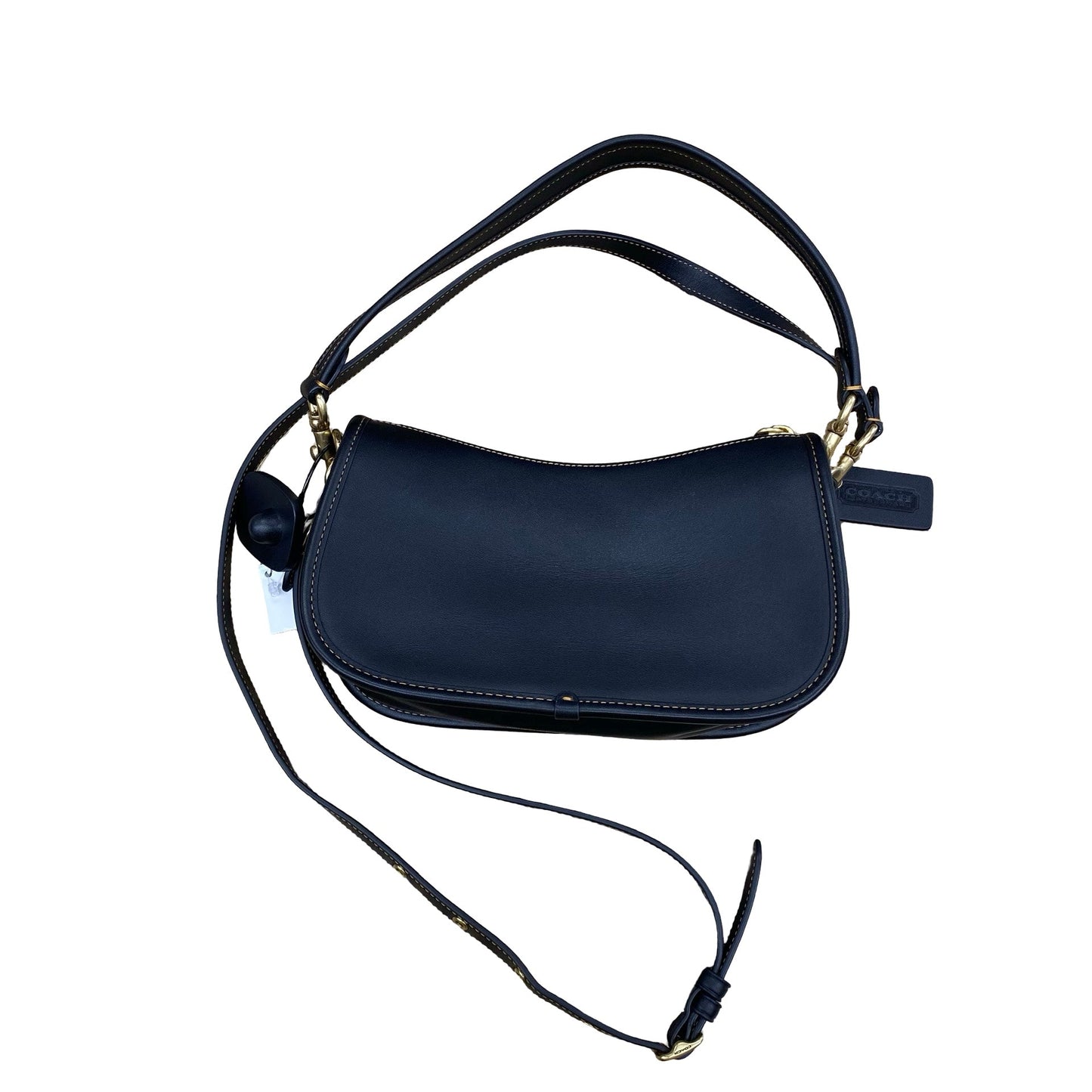 Handbag Designer By Coach In Black & Gold, Size:Small
