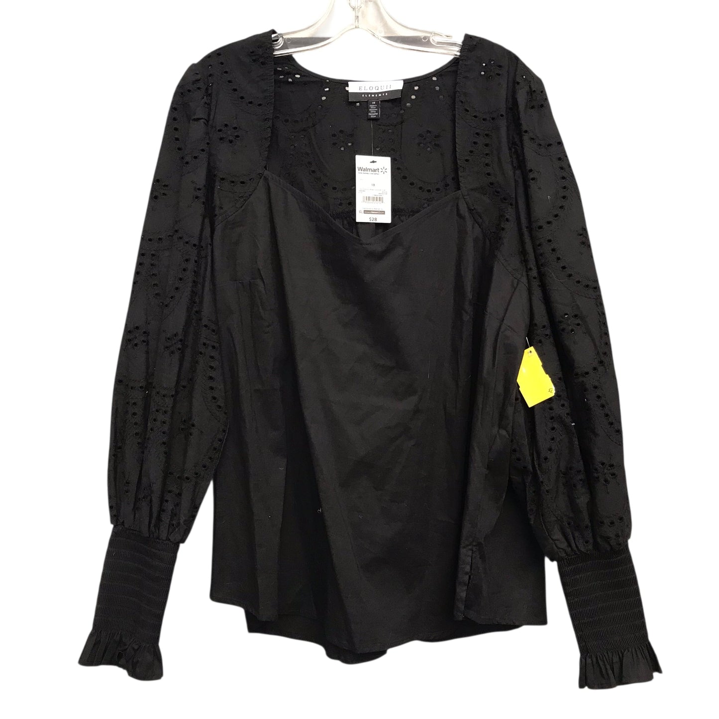 Top Ls By Eloquii In Black, Size:1X