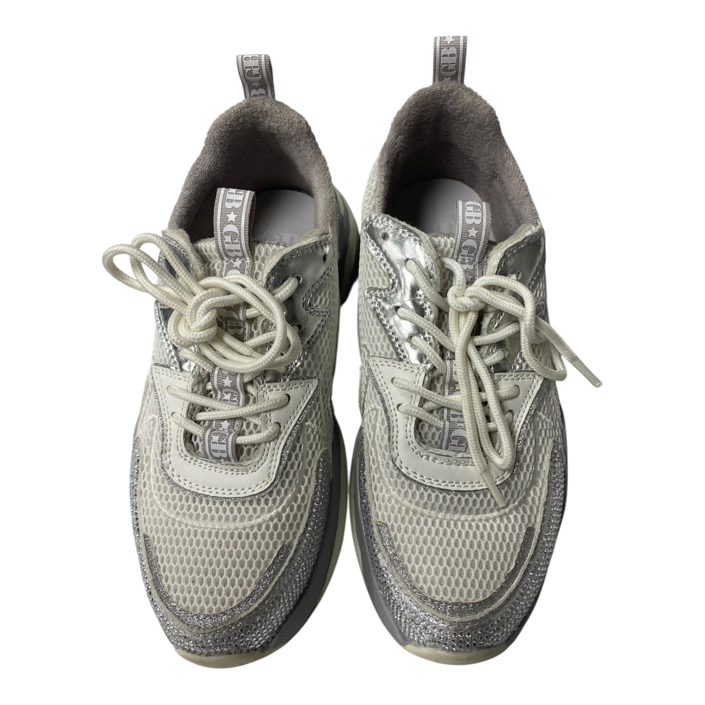 Shoes Athletic By Gianni Bini In Silver & White, Size:8.5