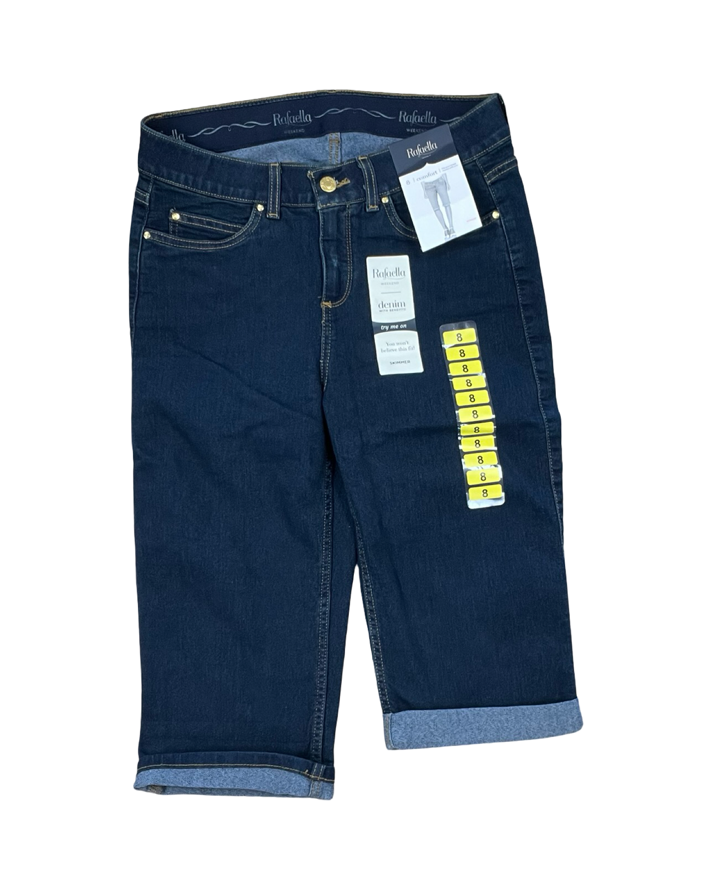 Jeans Cropped By Rafaella In Blue Denim, Size:8