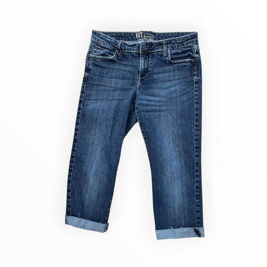 Jeans Cropped By Kut In Blue Denim, Size:8