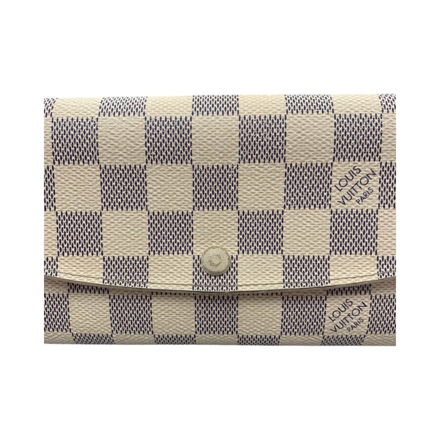 Damier Azur Emilie Wallet By Louis Vuitton in Cream Checkered Pattern