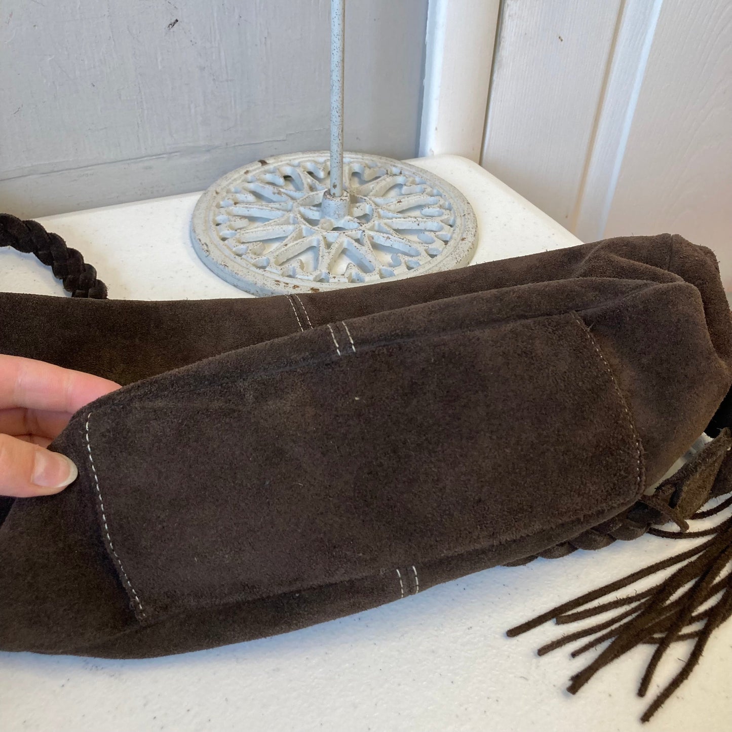 Handbag Leather By Old Navy In Brown, Size:Medium