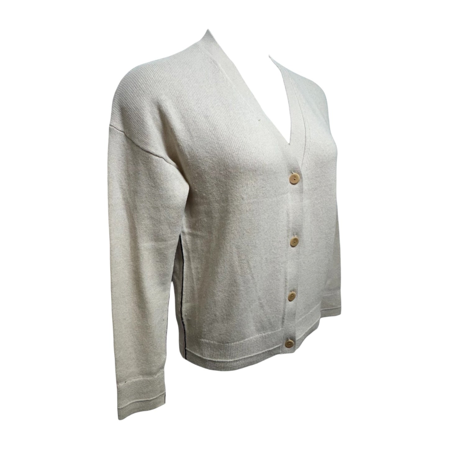 Organic Cotton & Recycled Cashmere Cardigan By Maria McManus In Black & Tan, Size: M