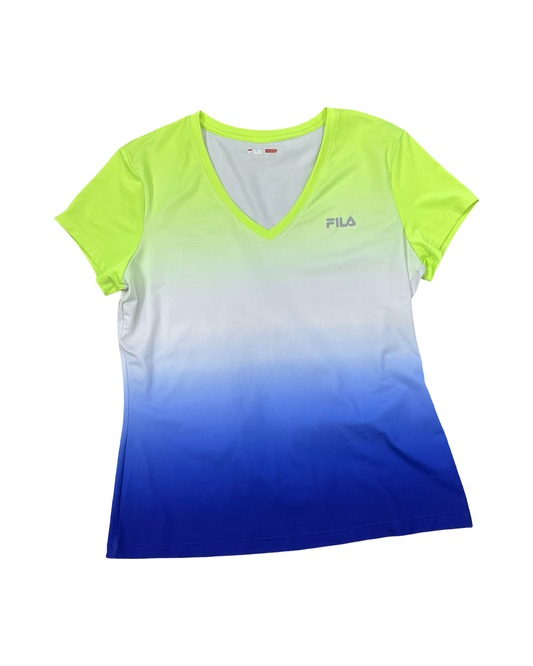 Athletic Top Ss By Fila In Green & Purple, Size:Xl