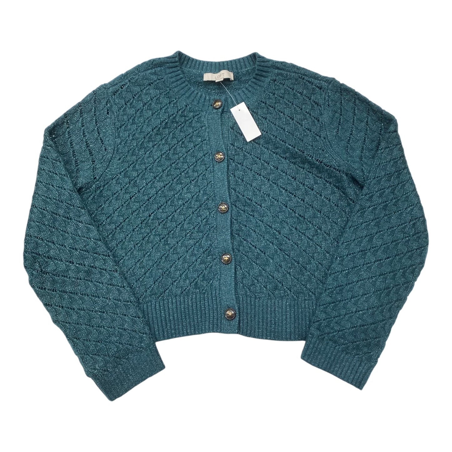 Sweater Cardigan By Loft In Green, Size:L
