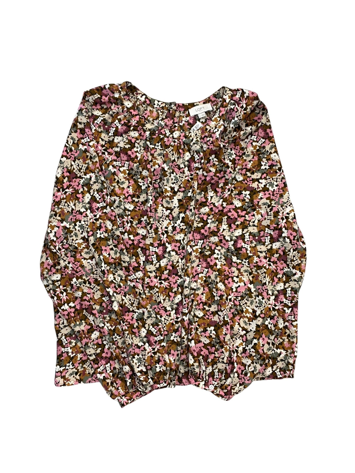 Blouse Ls By Loft In Floral Print, Size:Xl