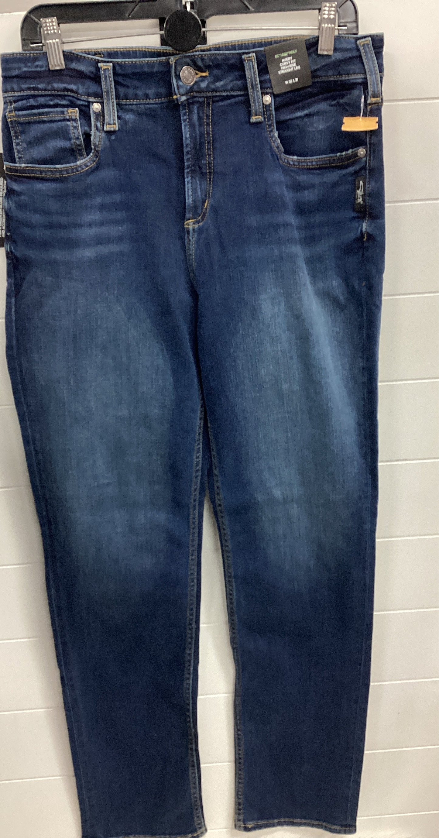 Jeans Straight By Silver In Blue Denim, Size:12