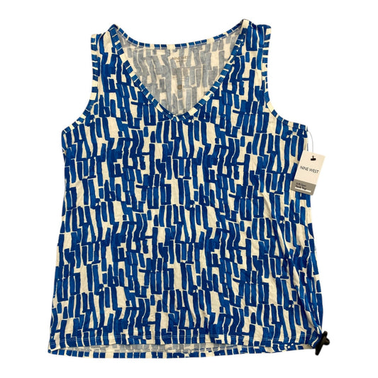 Top Sleeveless By Nine West In Blue & White, Size:L