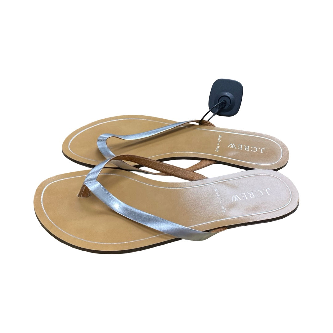 Sandals Flats By J. Crew In Brown & Silver, Size:7