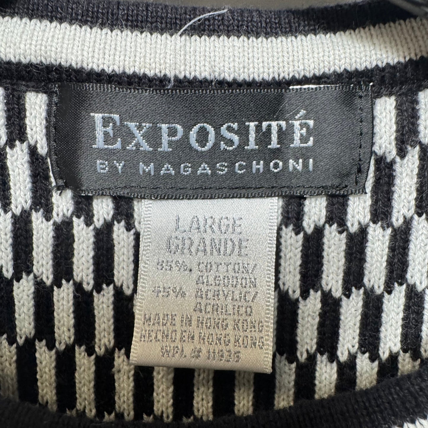 Vest Sweater By Magaschoni In Black & White, Size: L