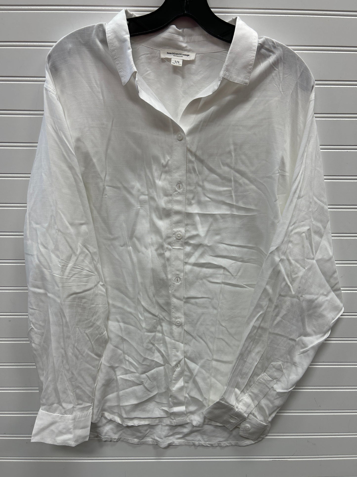 Blouse Ls By Beachlunchlounge In White, Size:L