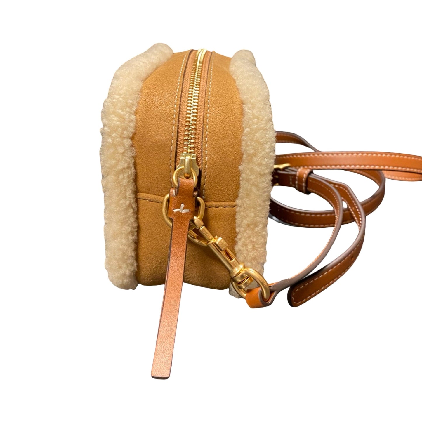Handbag Designer By Tory Burch In Tan & White, Size:Small