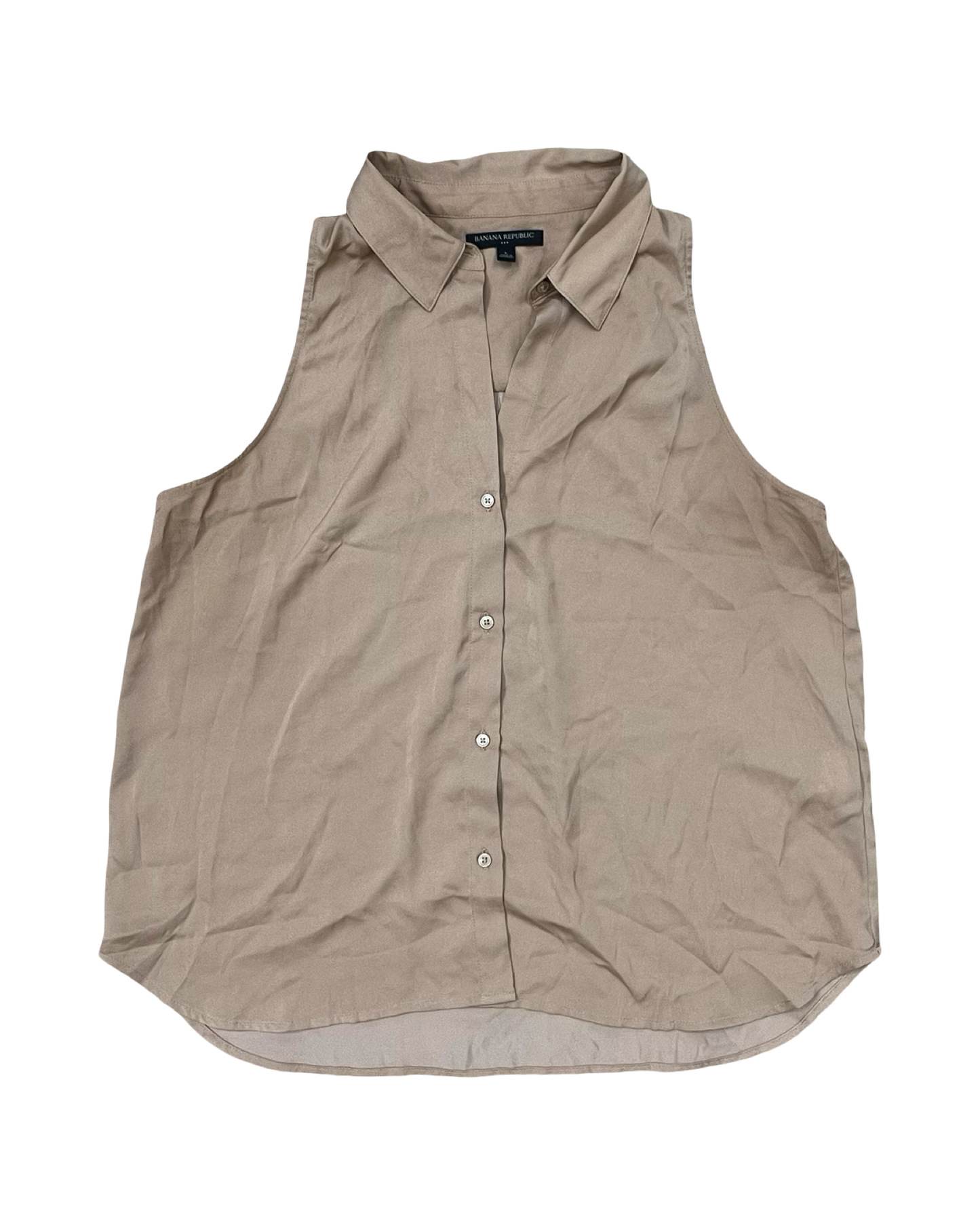 Blouse Sleeveless By Banana Republic In Tan, Size:L