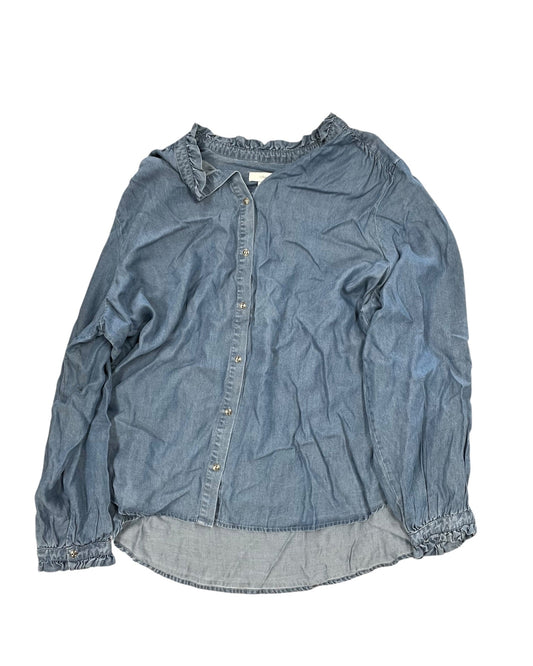 Top Ls By Cj Banks In Blue Denim, Size:2X