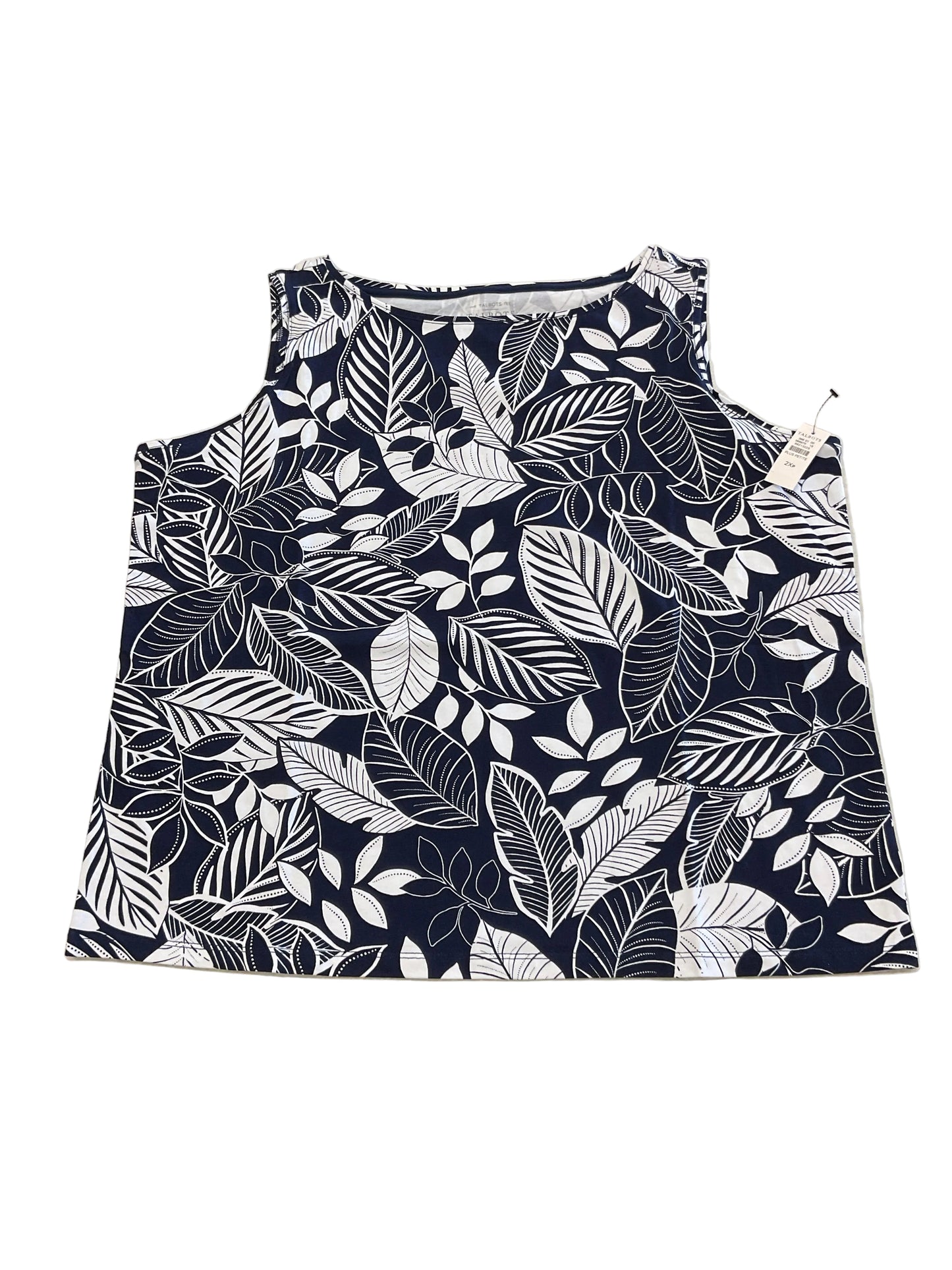 Top Sleeveless By Talbots In Blue & White, Size:2XP