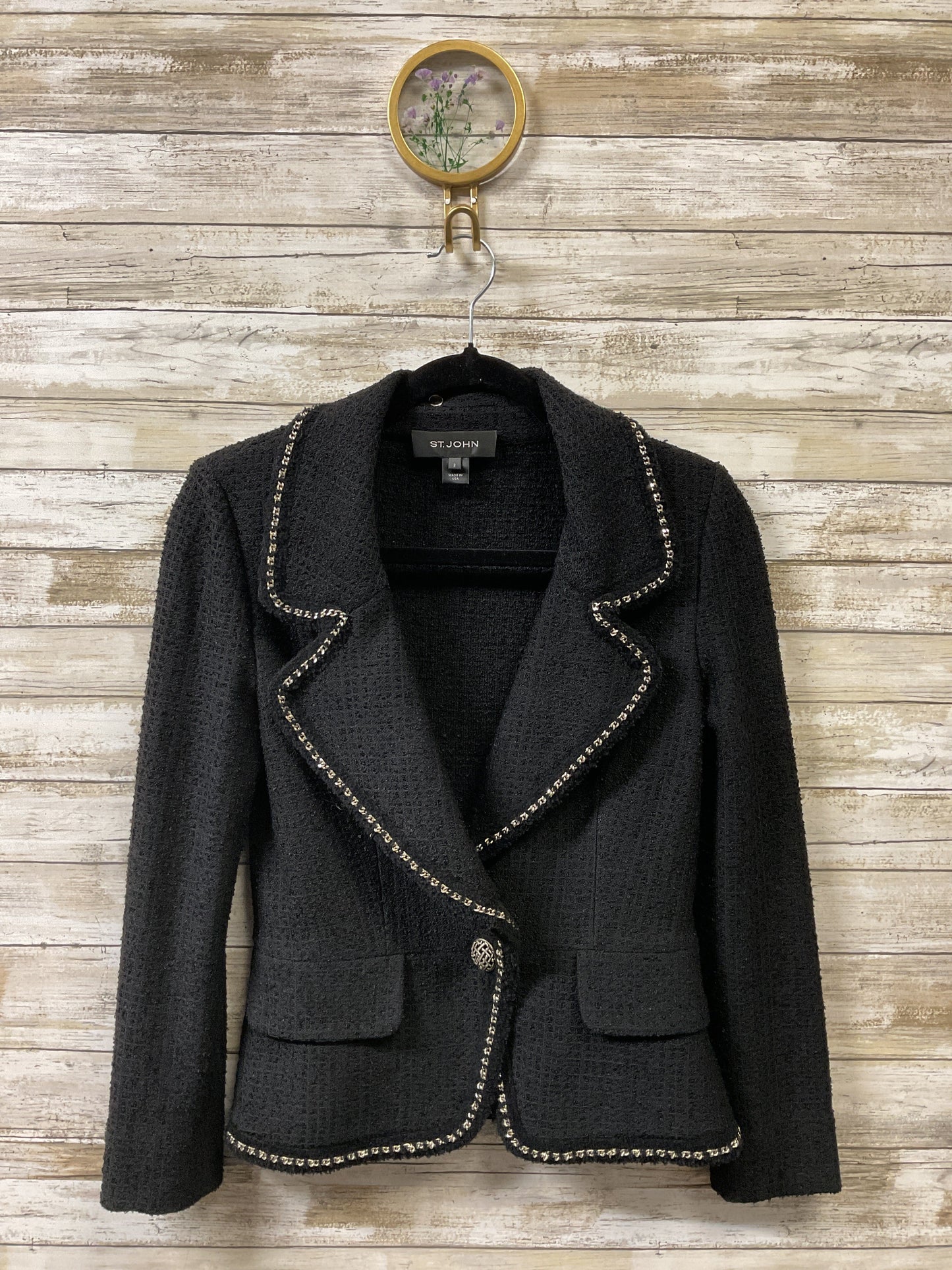 Blazer By St. John In Black, Size:2