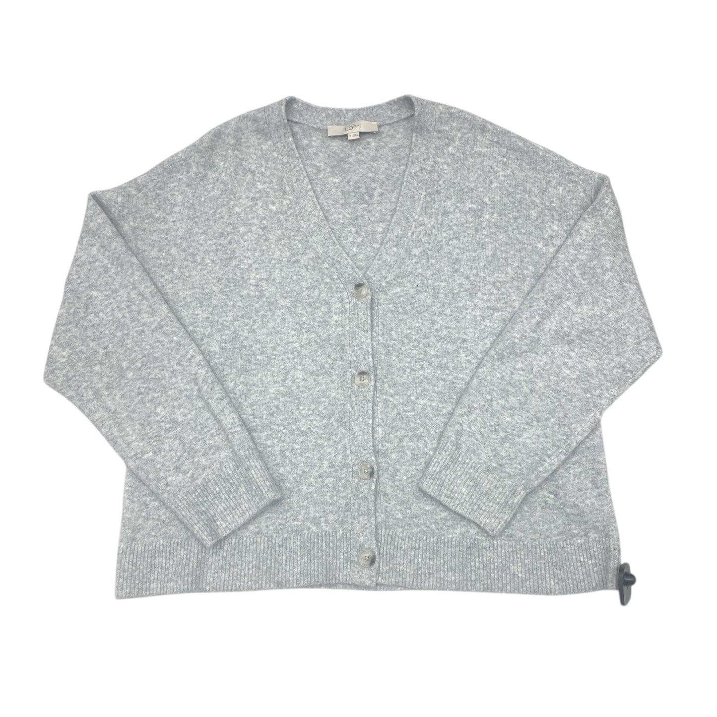 Sweater Cardigan By Loft In Grey, Size:M