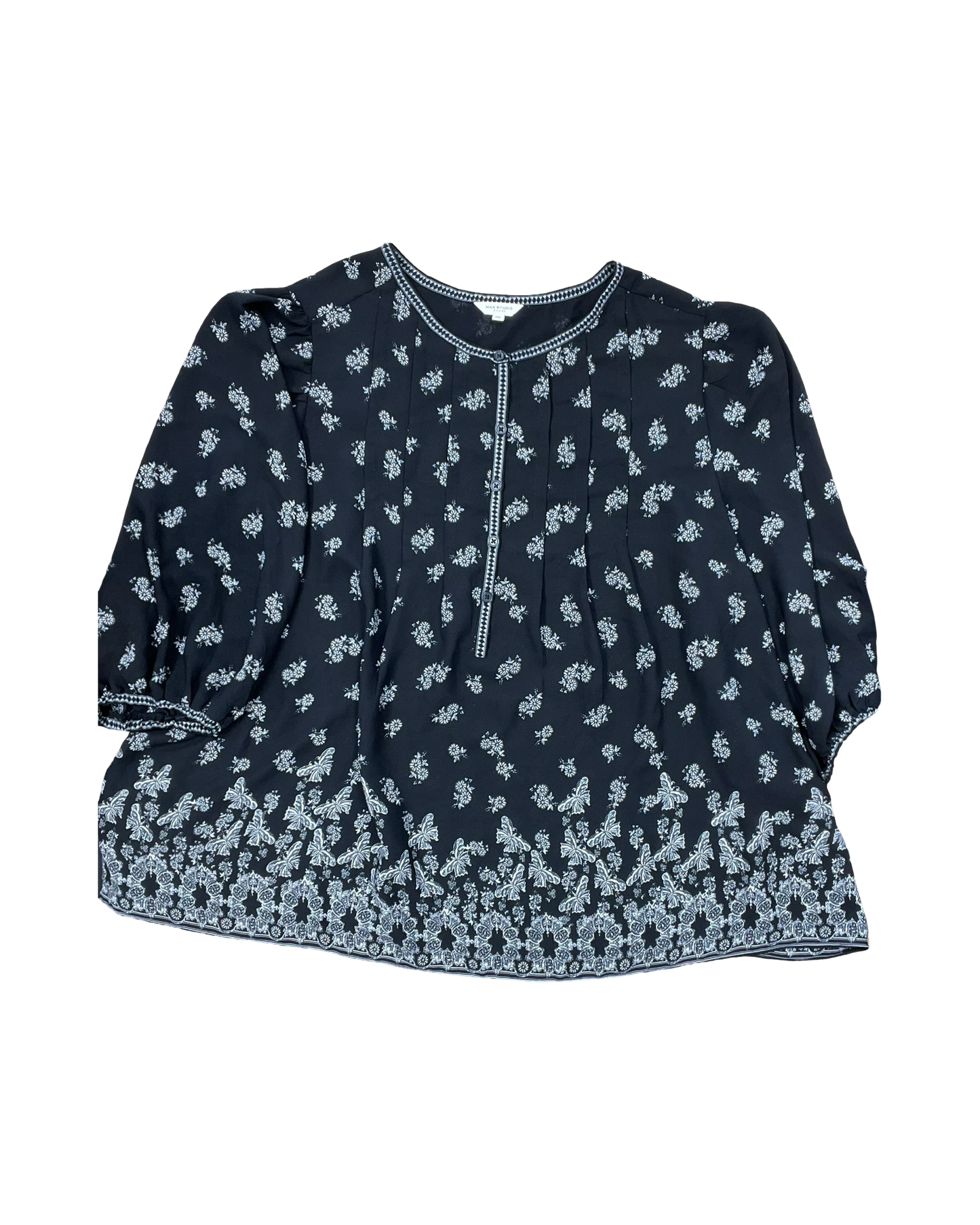 Top 3/4 Sleeve By Max Studio In Black & White, Size:2X