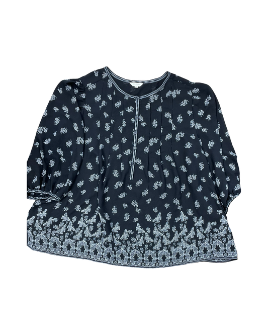 Top 3/4 Sleeve By Max Studio In Black & White, Size:2X