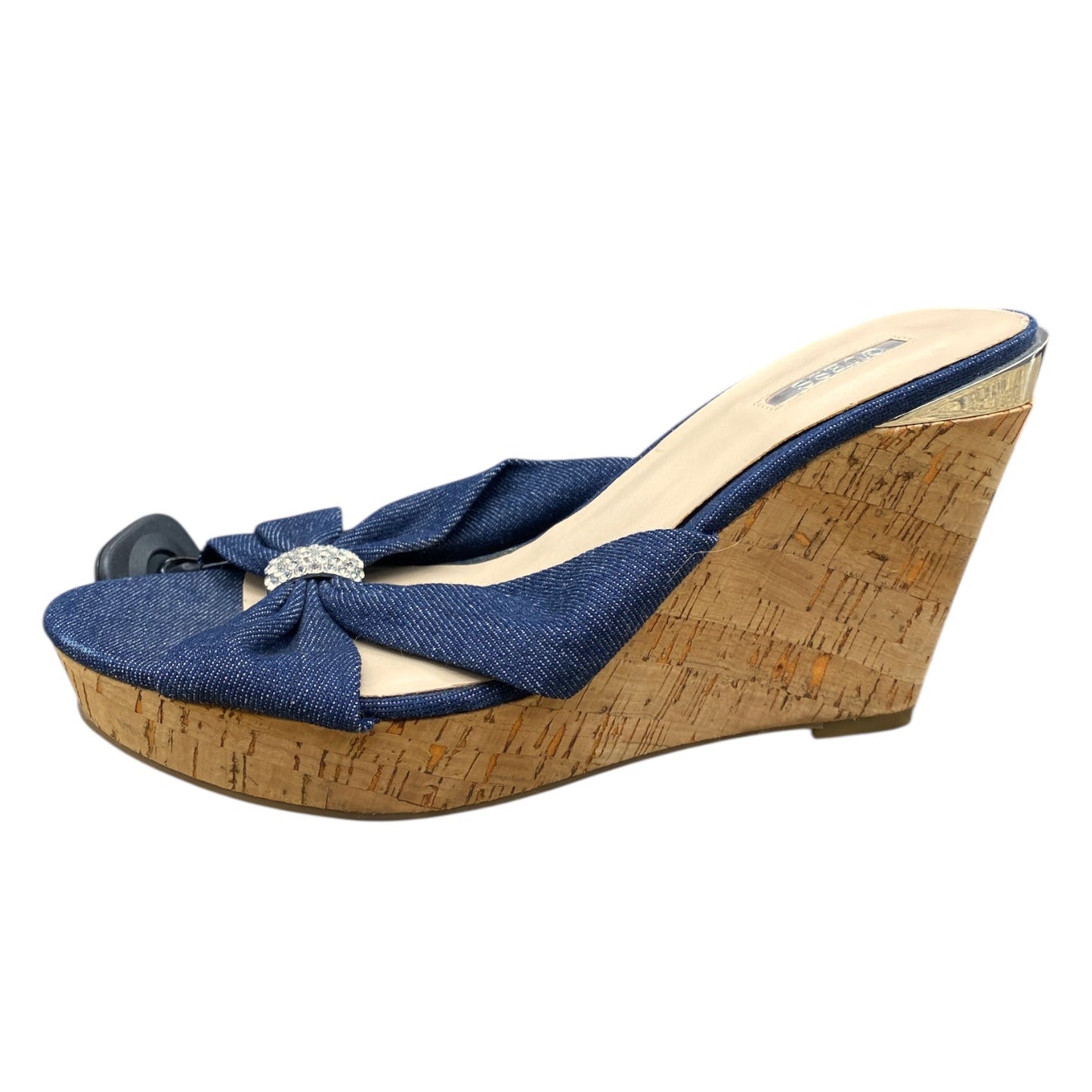 Shoes Heels Wedge By Guess In Blue Denim, Size:9.5