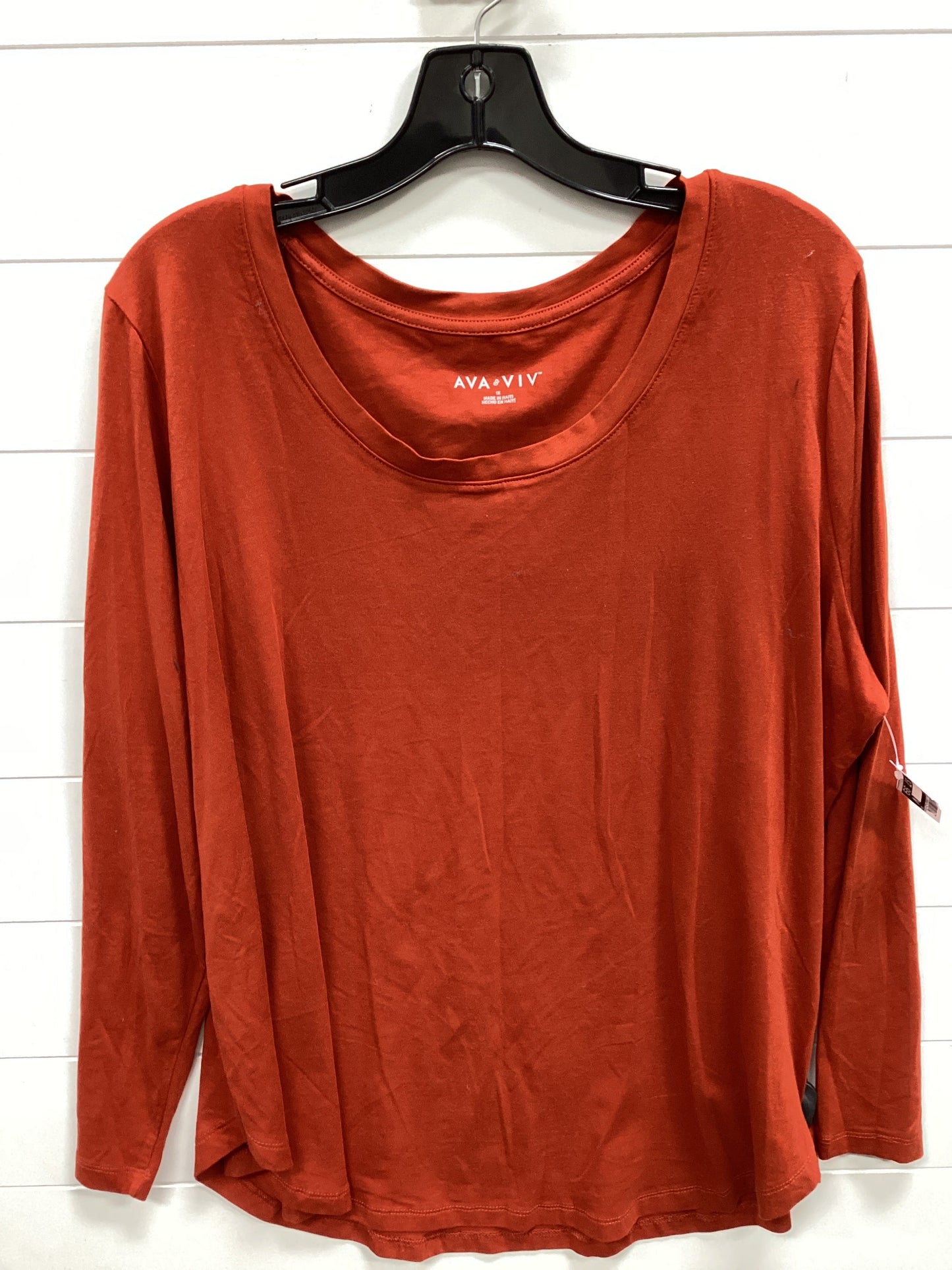 Top Ls Basic By Ava & Viv In Orange, Size:1X