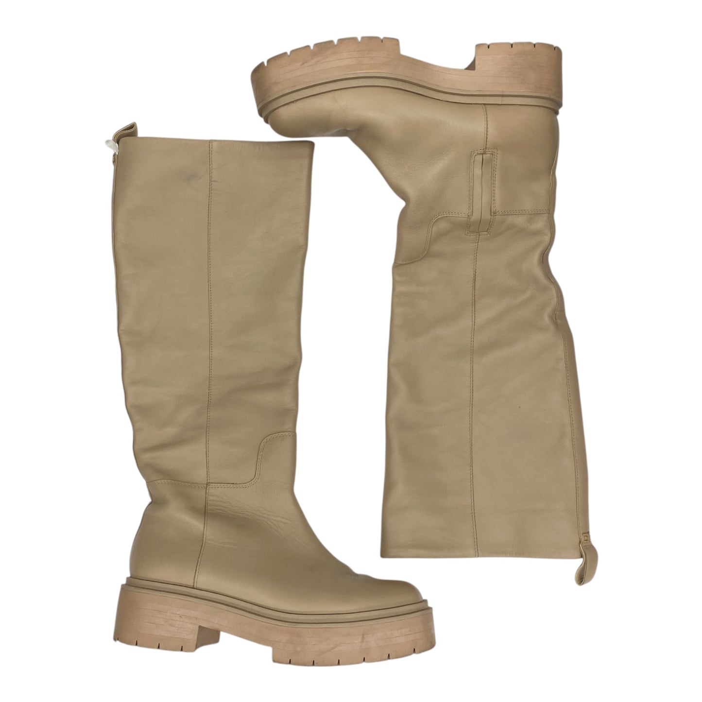 Boots Mid-Calf Heels By Sam Edelman In Cream, Size:8.5